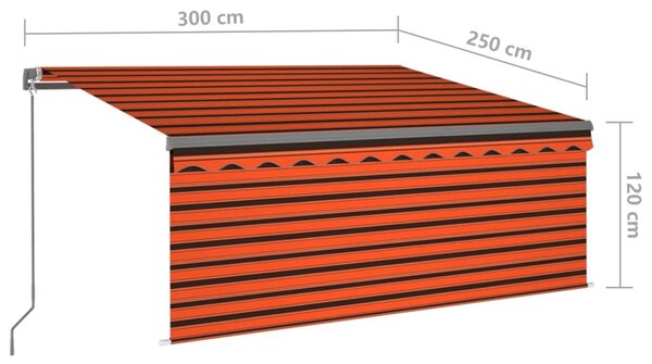 Tenda na ručno uvlačenje s roletom 3 x 2,5 m narančasto-smeđa - Šarena / 3 x 2.5 m