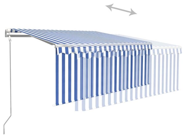 Automatska tenda na uvlačenje s roletom 3 x 2,5 m plavo-bijela - Plava / 3 x 2.5 m