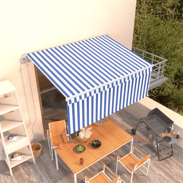 Automatska tenda na uvlačenje s roletom 3 x 2,5 m plavo-bijela - Plava / 3 x 2.5 m