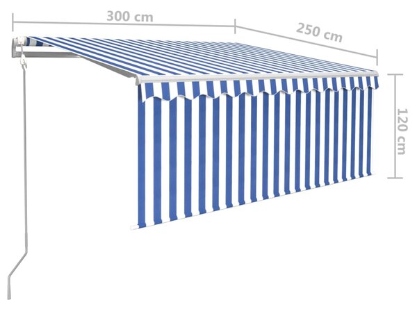 Automatska tenda na uvlačenje s roletom 3 x 2,5 m plavo-bijela - Plava / 3 x 2.5 m