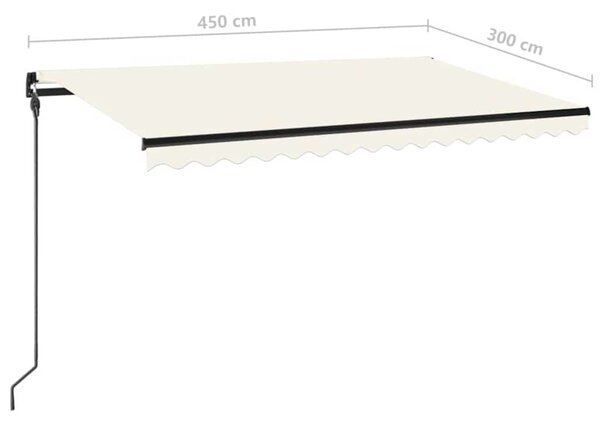 Tenda na ručno uvlačenje s LED svjetlom 450 x 300 cm krem - Krema / 450 x 300 cm