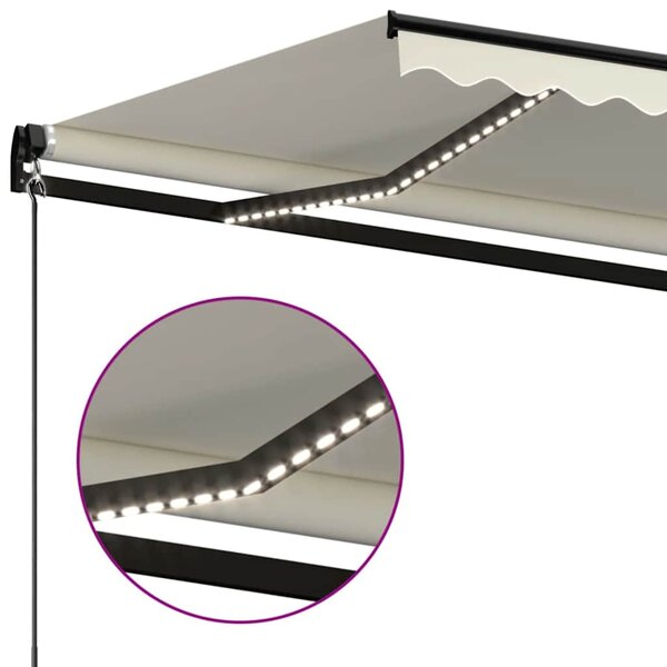 Tenda na ručno uvlačenje s LED svjetlom 450 x 300 cm krem - Krema / 450 x 300 cm