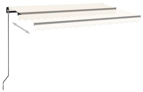 Tenda na ručno uvlačenje s LED svjetlom 450 x 300 cm krem - Krema / 450 x 300 cm