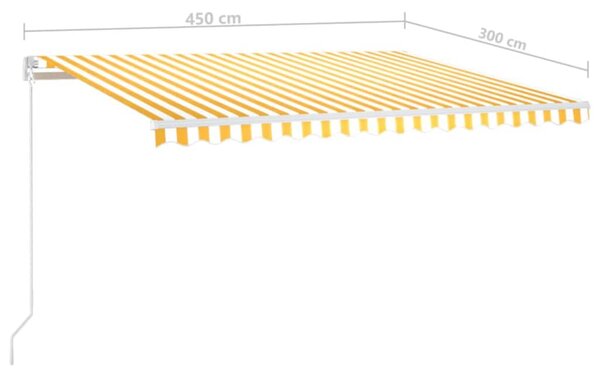 Tenda na ručno uvlačenje 450 x 300 cm žuto-bijela - Žuta / 450 x 300 cm