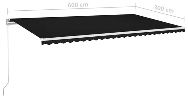 Tenda na ručno uvlačenje s LED svjetlima 600 x 300 cm antracit - Antracitno siva / 600 x 300 cm