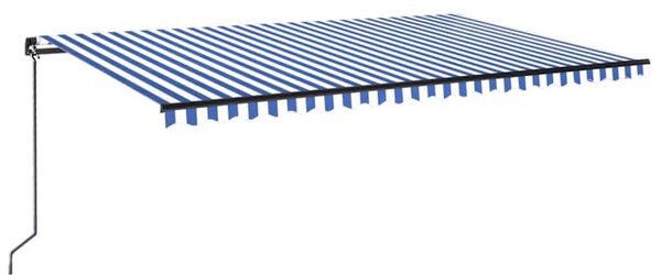 Tenda na ručno uvlačenje s LED svjetlom 500x300 cm plavo-bijela - Plava / 500 x 300 cm