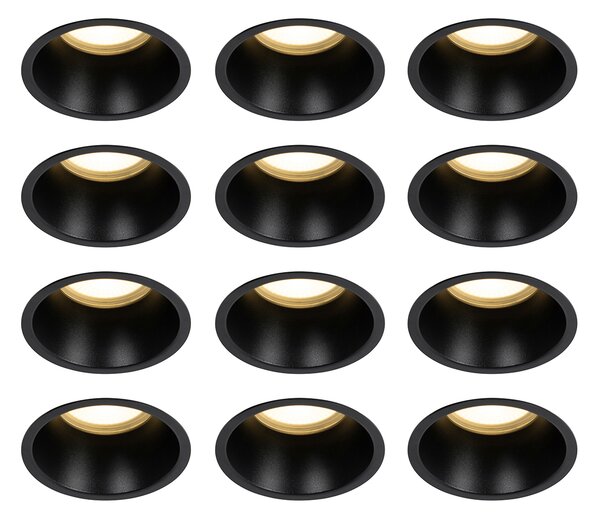 Set od 12 crnih ugradbenih reflektora GU10 70 mm IP44 - Dept