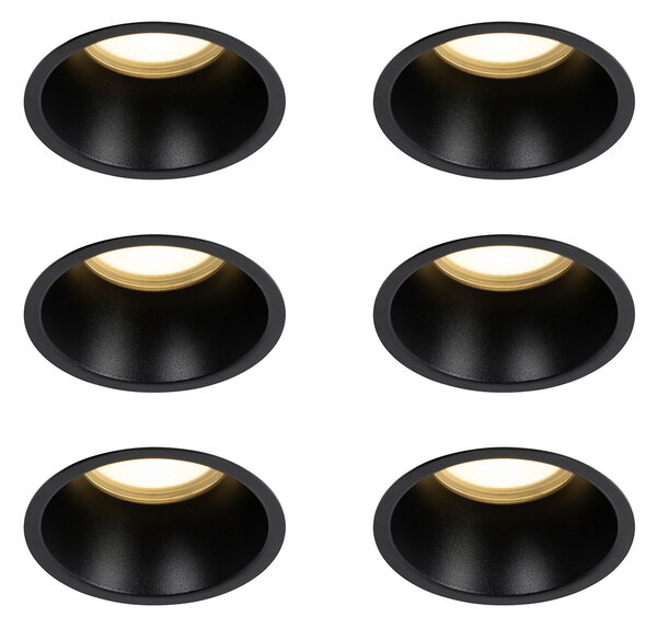 Set od 6 crnih ugradbenih reflektora GU10 70 mm IP44 - Dept