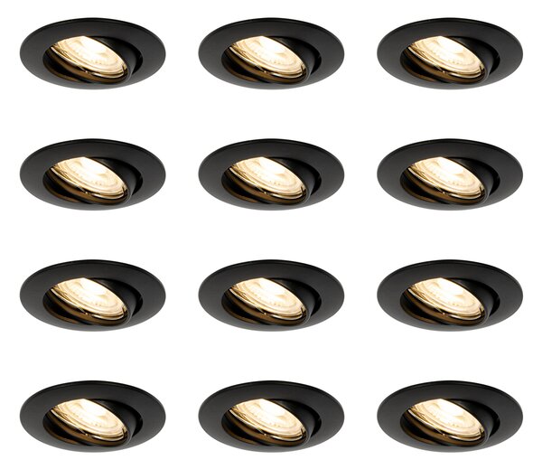 Set od 12 crnih ugradbenih reflektora GU10 35 mm - Edu