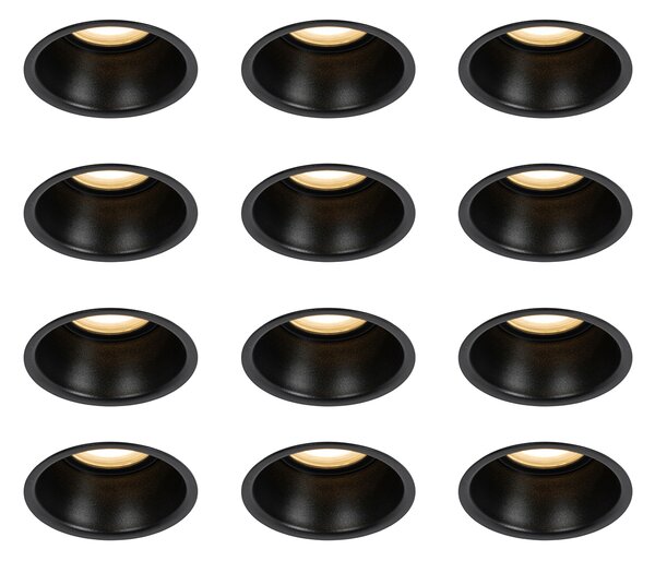 Set od 12 crnih ugradbenih reflektora GU10 50 mm IP44 - Dept