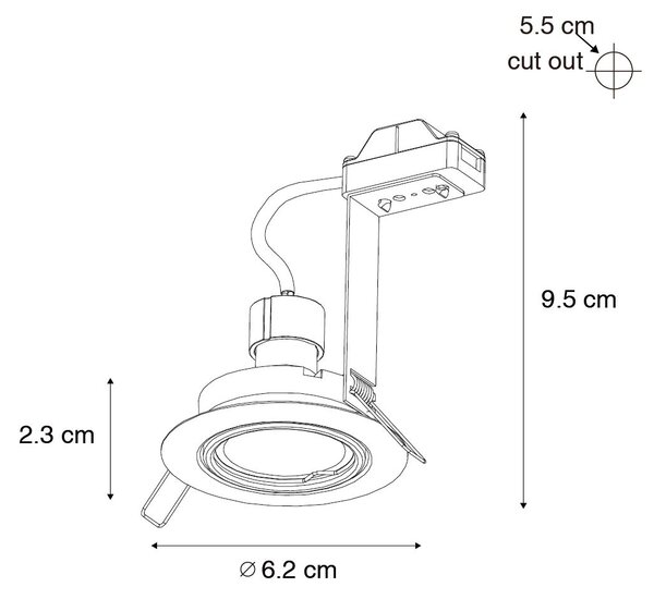 Set od 6 ugradbenih reflektora bijeli GU10 35 mm - Edu