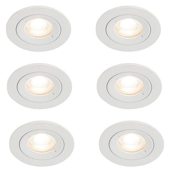 Set od 6 ugradbenih reflektora bijeli okrugli GU10 50 mm IP44 - Xena