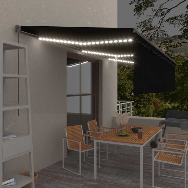 Tenda na ručno uvlačenje s roletom LED 6 x 3 m antracit - Antracitno siva / 6 x 3 m