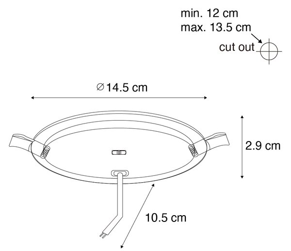 Set od 6 ugradbenih reflektora bijeli 14,5 cm uklj. LED podesiv u Kelvinu s dip prekidačem - Stephanie