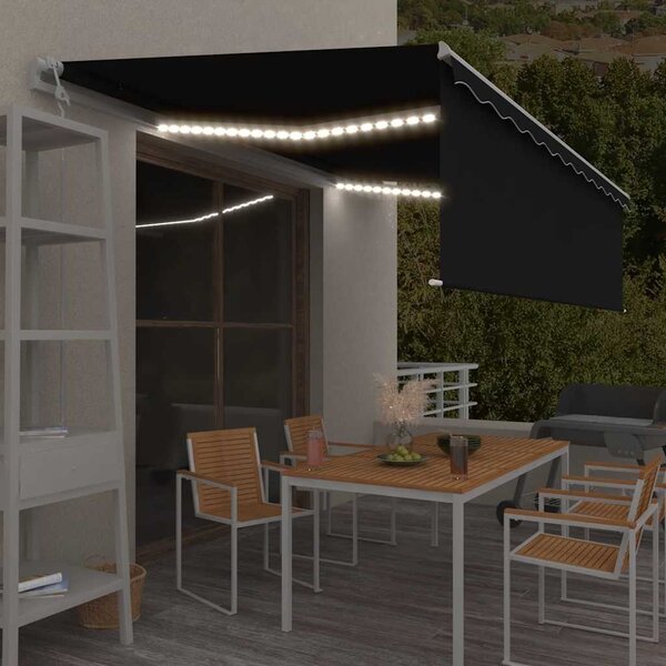 Automatska tenda s roletom i senzorom LED 5 x 3 m antracit - Antracitno siva / 5 x 3 m