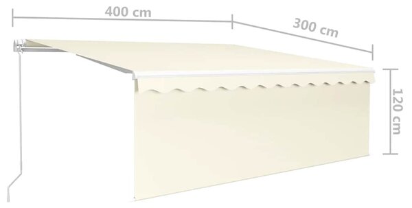 Tenda na ručno uvlačenje s roletom i LED svjetlima 4 x 3 m krem - Krema / 4 x 3 m
