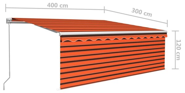 Tenda na ručno uvlačenje s roletom 4 x 3 m narančasto-smeđa - Šarena / 4 x 3 m