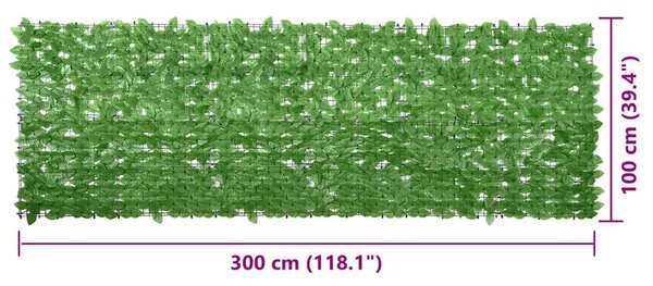 Balkonski zastor sa zelenim lišćem 300 x 100 cm - Zelena / 300 x 100 cm