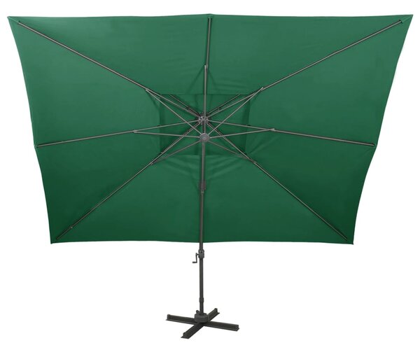 Konzolni vrtni suncobran s dvostrukim vrhom 400 x 300 cm zeleni - Zelena / 300 x 400 cm