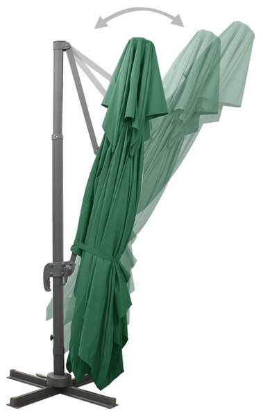 Konzolni vrtni suncobran s dvostrukim vrhom 400 x 300 cm zeleni - Zelena / 300 x 400 cm