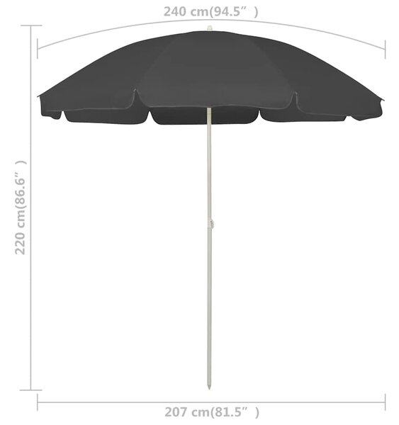 Suncobran za plažu antracit 240 cm - Antracitno siva / 240 cm