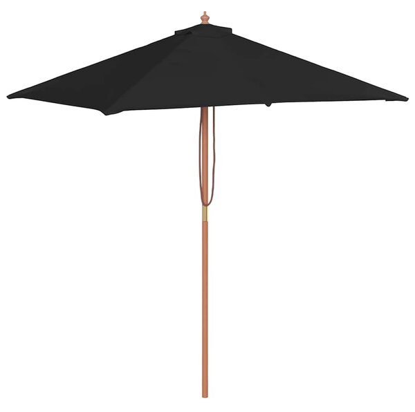 Vrtni suncobran s drvenim stupom 150 x 200 cm crni - Crna / N/A