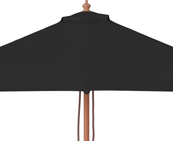 Vrtni suncobran s drvenim stupom 150 x 200 cm crni - Crna / N/A