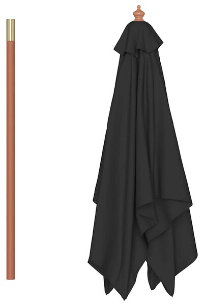 Vrtni suncobran s drvenim stupom 150 x 200 cm crni - Crna / N/A