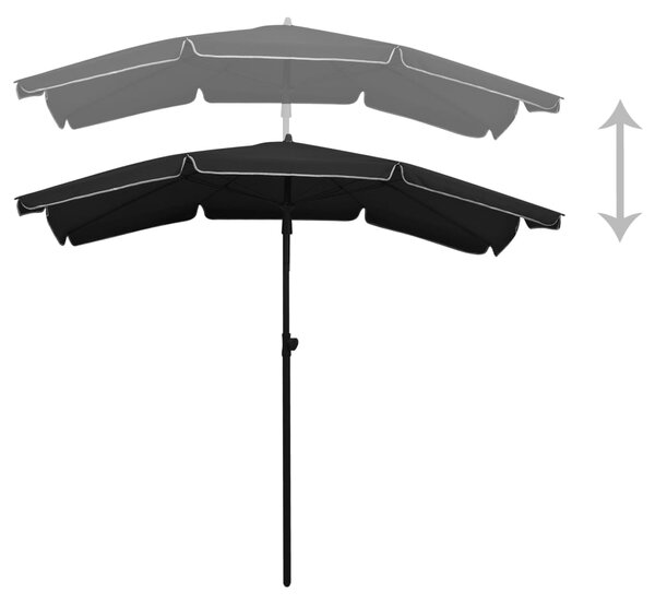 Vrtni suncobran sa stupom 200 x 130 cm crni - Crna / N/A