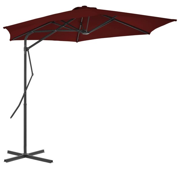Vrtni suncobran s čeličnim stupom 300 x 230 cm bordo - Crvena / N/A