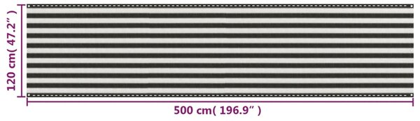 Balkonski zastor HDPE 120 x 500 cm antracit i bijeli - Antracitno siva / 120 x 500 cm