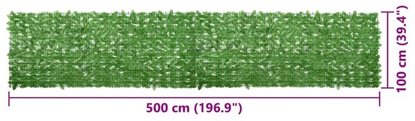 Balkonski zastor sa zelenim lišćem 500 x 100 cm - Zelena / 500 x 100 cm