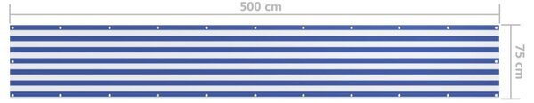 Balkonski zastor bijelo-plavi 75 x 500 cm od tkanine Oxford - Plava / 75 x 500 cm