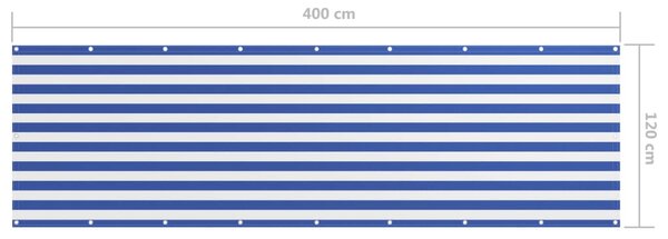 Balkonski zastor bijelo-plavi 120 x 400 cm od tkanine Oxford - Plava / 120 x 400 cm