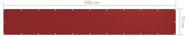 Balkonski zastor crveni 75 x 500 cm od tkanine Oxford - Crvena / 75 x 500 cm