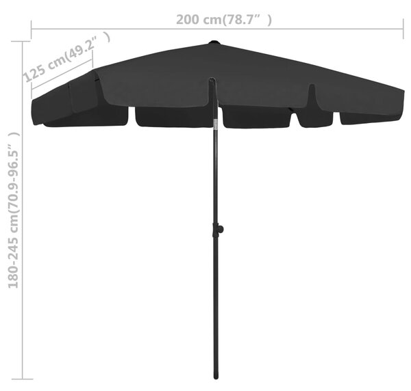 Suncobran za plažu crni 200 x 125 cm - Crna / 200 x 125 cm