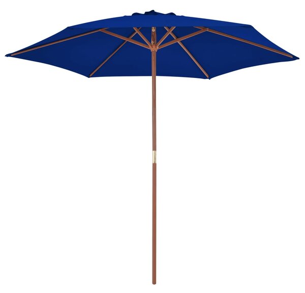 Vrtni suncobran s drvenim stupom 270 cm plavi - Plava / N/A