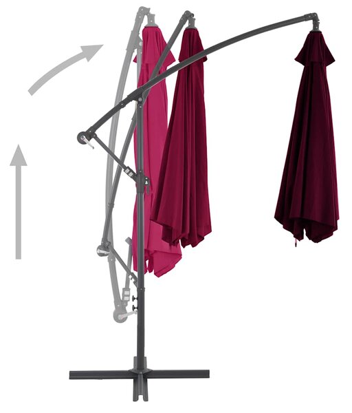 Konzolni vrtni suncobran s aluminijskim stupom 300 cm bordo - Crvena / N/A