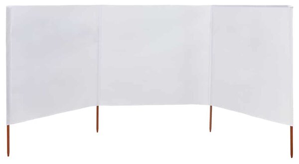 Vjetrobran s 3 panela od tkanine 400 x 80 cm pješčano bijeli - Bijela / 400 x 80 cm