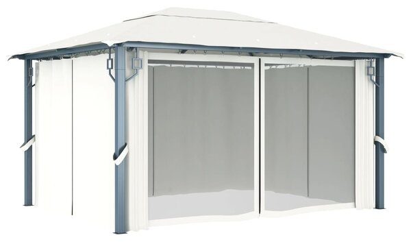 Sjenica sa zastorom 400 x 300 cm krem aluminijum - Krema / 400 x 300 cm