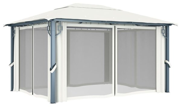 Sjenica sa zastorom 400 x 300 cm krem aluminijum - Krema / 400 x 300 cm