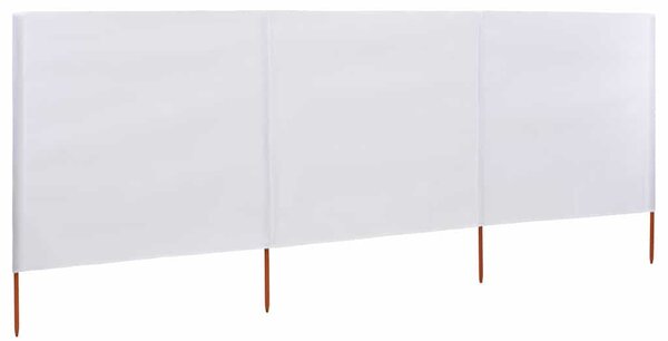 Vjetrobran s 3 panela od tkanine 400 x 80 cm pješčano bijeli - Bijela / 400 x 80 cm