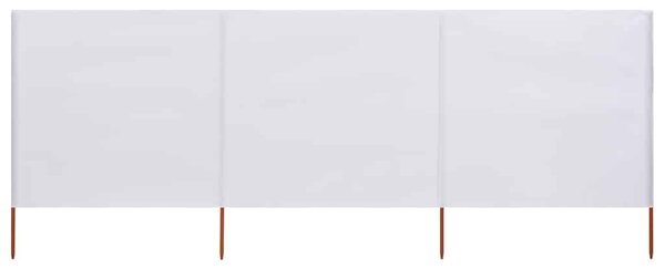 Vjetrobran s 3 panela od tkanine 400 x 80 cm pješčano bijeli - Bijela / 400 x 80 cm