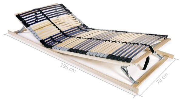 Podnice za krevet 2 kom s 42 letvice i 7 zona 70 x 200 cm - Smeđa / 70 x 200 cm