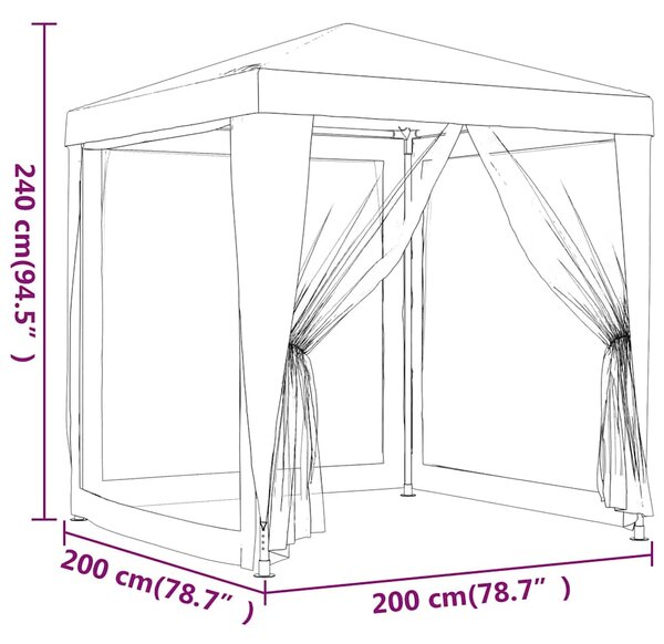 Šator za zabave s 4 mrežasta bočna zida 2 x 2 m bijeli - Bijela / 2 x 2 m