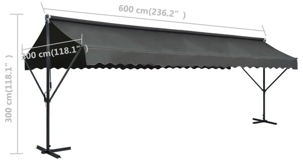Samostojeća tenda 600 x 300 cm antracit - Antracitno siva / 6 x 3 m