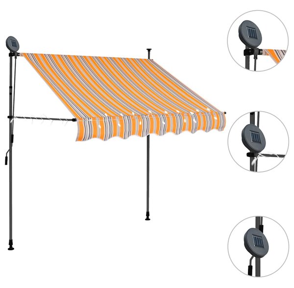 Tenda na ručno uvlačenje s LED svjetlima 100 cm žuto-plava - Šarena / N/A
