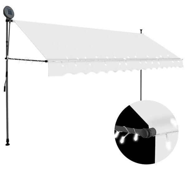Tenda na ručno uvlačenje s LED svjetlima 350 cm krem - Krema / N/A