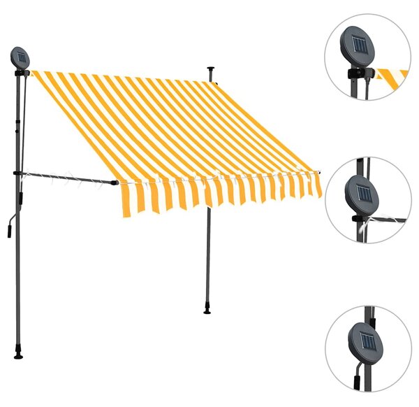 Tenda na ručno uvlačenje LED 100 cm bijelo-narančasta - Narančasta / N/A
