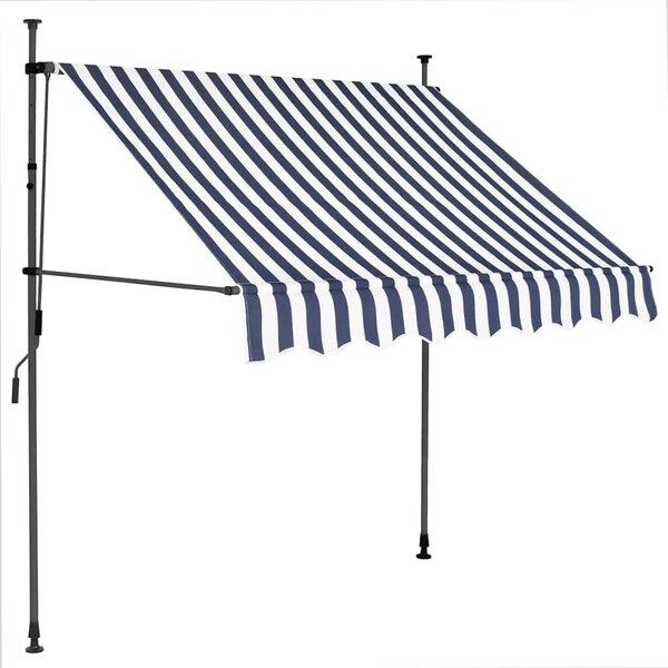 Tenda na ručno uvlačenje s LED svjetlima 100 cm plavo-bijela - Plava / N/A